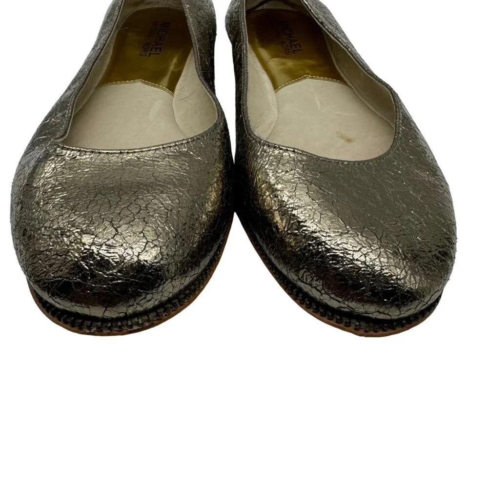 Michael Kors Bay View Gold Crinkled Metallic Round toe Ballet Flats Women' sz7.5 - Picture 11 of 11